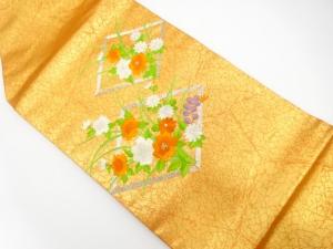 菱に草花模様刺繍　名古屋帯